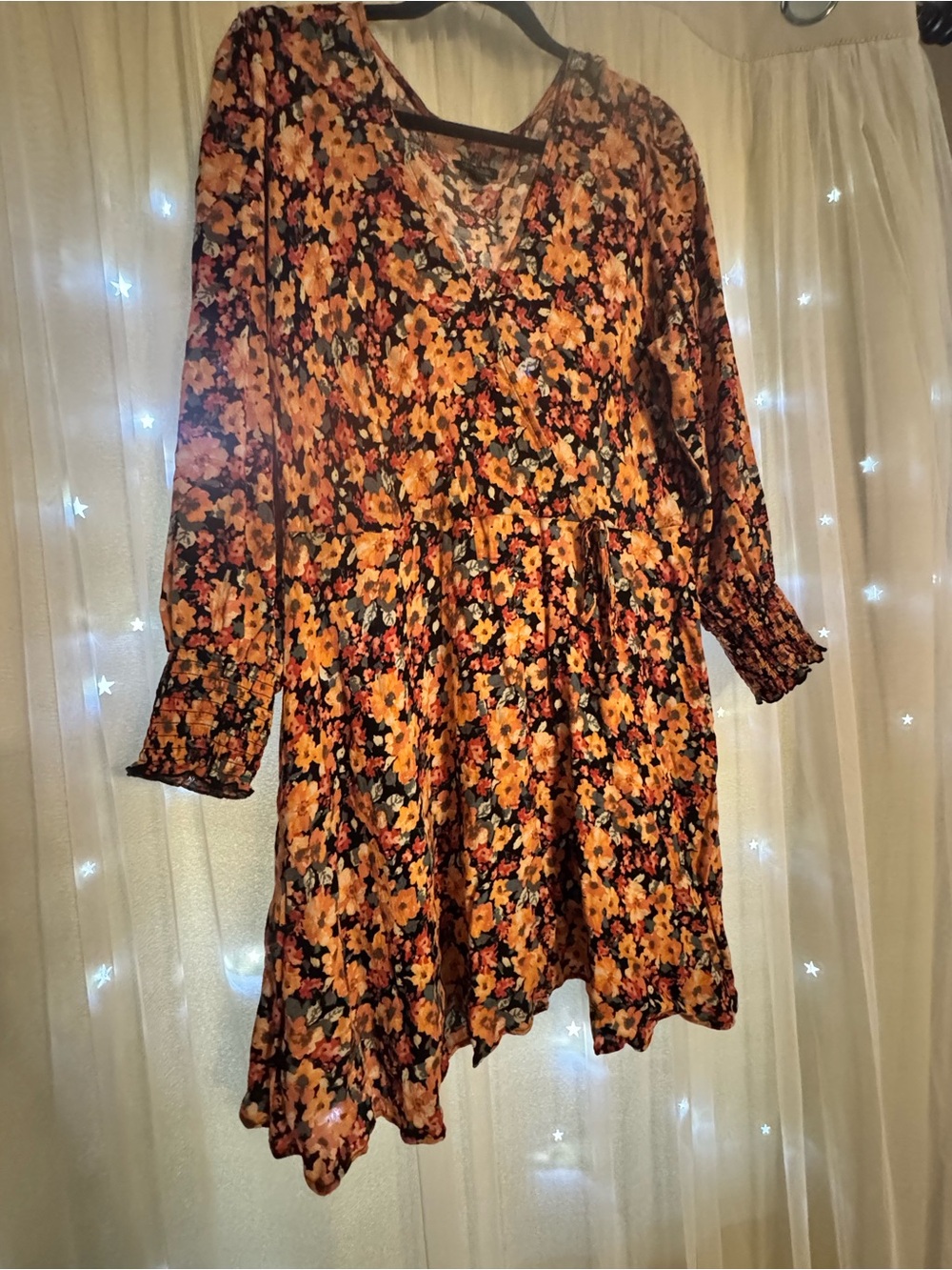 wild fable Floral Mini Dress in Black and Orange